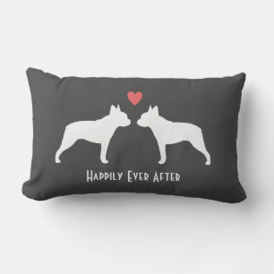 Boston Terrier Silhouetten met Hart Aangepaste Tek Kussen