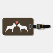 Boston Terrier Silhouetten met Hart en Tekst Bagagelabel (Voorkant horizontaal)