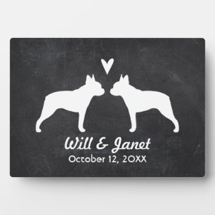 Boston Terrier Silhouetten met Hart en Tekst Fotoplaat