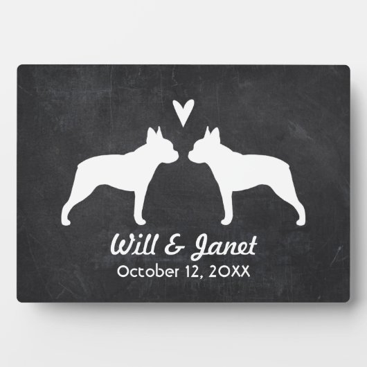 Boston Terrier Silhouetten met Hart en Tekst Fotoplaat (voorkant)
