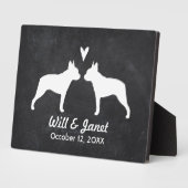 Boston Terrier Silhouetten met Hart en Tekst Fotoplaat (Zijkant)