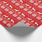 Boston Terrier Silhouettes kerstfeestdag rood Cadeaupapier (Hoek)