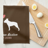 Boston Terrier Silhouettes met hart en tekst Theedoek (Quarter Fold)