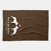 Boston Terrier Silhouettes met hart en tekst Theedoek (Horizontaal)