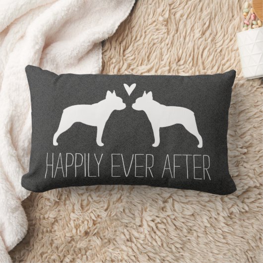 Boston Terrier Silhouettes met Heart Custom Text Kussen (Deken)
