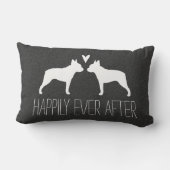 Boston Terrier Silhouettes met Heart Custom Text Kussen (Achterkant)