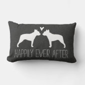 Boston Terrier Silhouettes met Heart Custom Text Kussen (Voorkant)