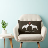 Boston Terrier Silhouettes met Heart Custom Text Kussen (Stoel)