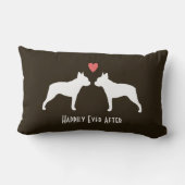 Boston Terrier Silhouettes met Heart Custom Text Kussen (Achterkant)