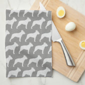 Boston Terrier Silhouettes Pattern Gray Theedoek (Quarter Fold)