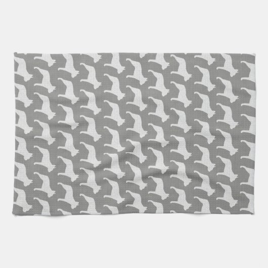 Boston Terrier Silhouettes Pattern Gray Theedoek (Horizontaal)
