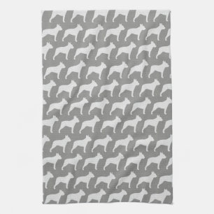 Boston Terrier Silhouettes Pattern Gray Theedoek