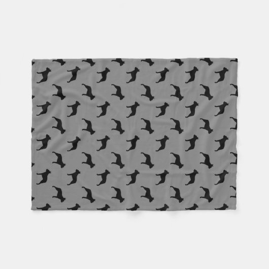 Boston Terrier Silhouettes Pattern Grey and Black Fleece Deken (Voorkant (Horizontaal))