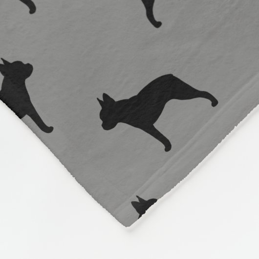 Boston Terrier Silhouettes Pattern Grey and Black Fleece Deken (Hoek)
