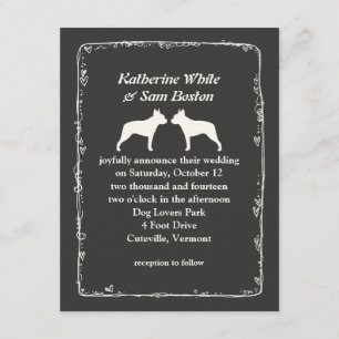 Boston Terrier Silhouettes Wedding Kaart