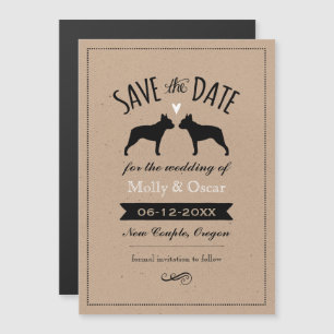 Boston Terrier Silhouettes Wedding Save the Date Magnetische Uitnodiging
