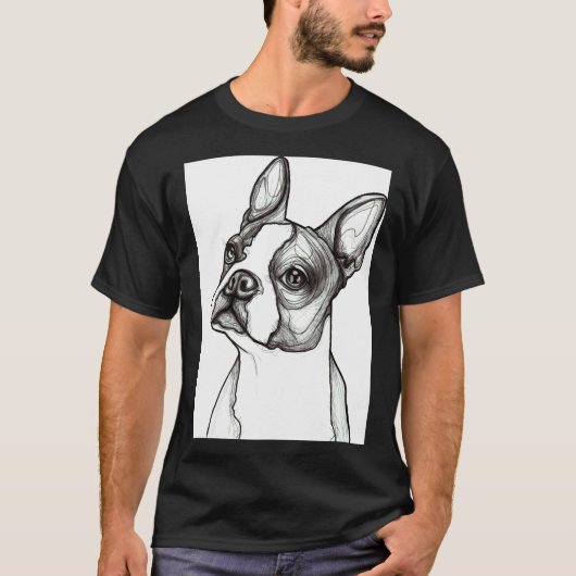 Boston Terrier Sketch Scoop T-shirt (Voorkant)