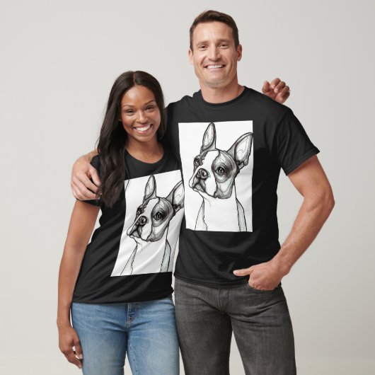 Boston Terrier Sketch Scoop T-shirt (Unisex)