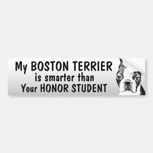 Boston Terrier - slimmer dan student - grappig Bumpersticker (Voorkant)
