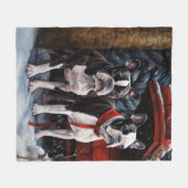 Boston Terrier Sneeuw Slede Kerst Decoratie Fleece Deken (Voorkant (Horizontaal))