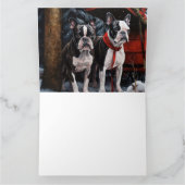 Boston Terrier Sneeuw Slede Kerst Decoratie   Kaart (Binnen)