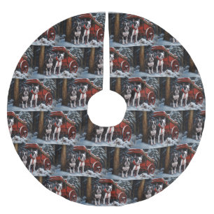Boston Terrier Sneeuw Slede Kerst Decoratie Kerstboom Rok