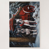 Boston Terrier Sneeuw Slede Kerst Decoratie Legpuzzel (Verticaal)