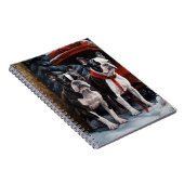 Boston Terrier Sneeuw Slede Kerst Decoratie Notitieboek (Rechterzijde)