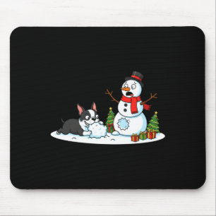 Boston Terrier Sneeuwman Kerstboom Kerstmis Dames Muismat