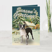 Boston Terrier Snow Cabin Christmas Kaarten (Voorkant)