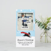Boston Terrier Snow Dog | Uw kerstfoto Feestdagenkaart (Staand voorkant)