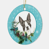Boston Terrier Snowflake Blue Bouquet Keramisch Ornament (Links)
