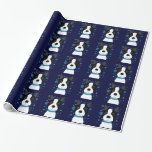 Boston Terrier Snowflakes Holiday Wrapping Paper Cadeaupapier<br><div class="desc">Whimsical en Fun Boston Terrier Snowflakes Blue Winter Holiday Wrapping Paper</div>