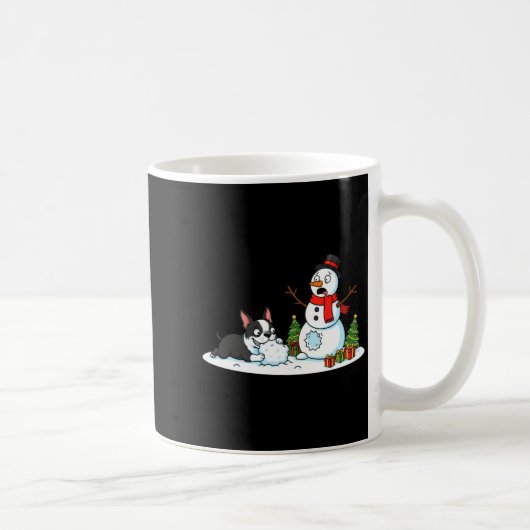 Boston Terrier Snowman Christmas Tree Xmas Womens  Koffiemok (Rechts)