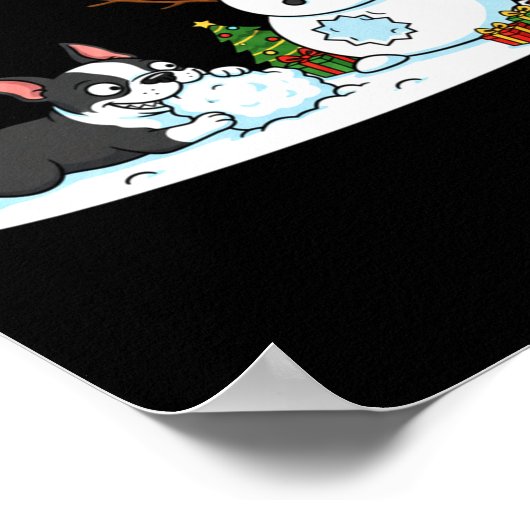 Boston Terrier Snowman Christmas Tree Xmas Womens  Poster (Hoek)