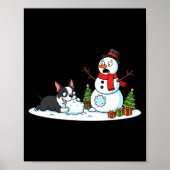 Boston Terrier Snowman Christmas Tree Xmas Womens  Poster (Voorkant)