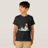 Boston Terrier Snowman Christmas Tree Xmas Womens  T-shirt (Voorkant volledig)