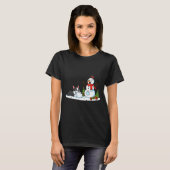 Boston Terrier Snowman Christmas Tree Xmas Womens T-shirt (Voorkant volledig)