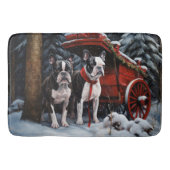 Boston Terrier Snowy Sleigh Kerst Decor Badmat (Voorkant)