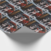 Boston Terrier Snowy Sleigh Kerst Decor Cadeaupapier (Hoek)