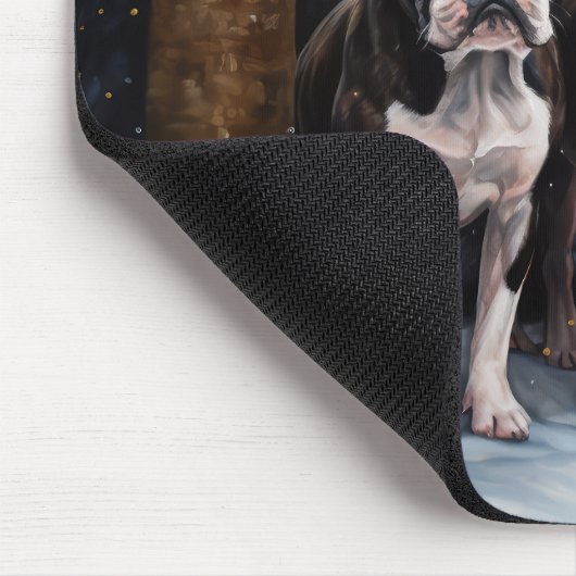 Boston Terrier Snowy Sleigh Kerst Decor Muismat (Hoek)
