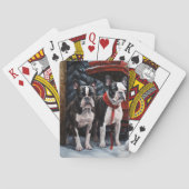 Boston Terrier Snowy Sleigh Kerst Decor Pokerkaarten (Achterkant)