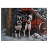 Boston Terrier Snowy Sleigh Kerst Decor Snijplank (Voorkant)