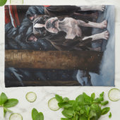 Boston Terrier Snowy Sleigh Kerst Decor Theedoek (Gevouwen)