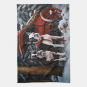 Boston Terrier Snowy Sleigh Kerst Decor Theedoek (Verticaal)