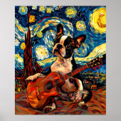 Boston Terrier Spelen Gitaar Poster - Schattige Do (Voorkant)