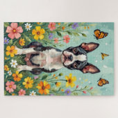 Boston Terrier Spring Botanical Garden Dog Legpuzzel (Horizontaal)
