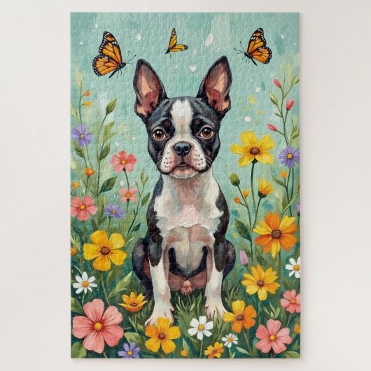 Boston Terrier Spring Botanical Garden Dog Legpuzzel (Verticaal)