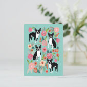 Boston Terrier Spring flowers - cute boston terrie Briefkaart (Staand voorkant)