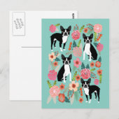 Boston Terrier Spring flowers - cute boston terrie Briefkaart (Voorkant / Achterkant)